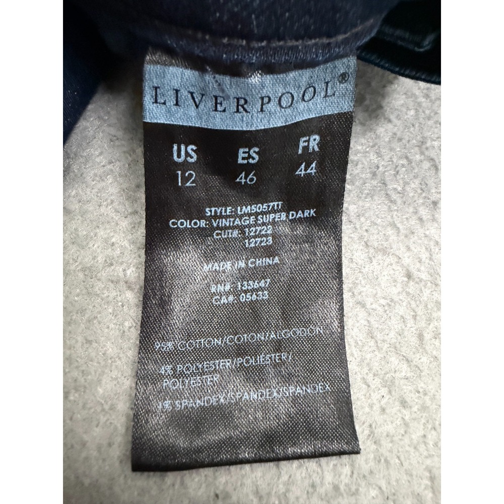 Liverpool Slim Boyfriend Jeans Women 12/31 Vintage Super Dark Indigo Wash Cuffed - Picture 10 of 11